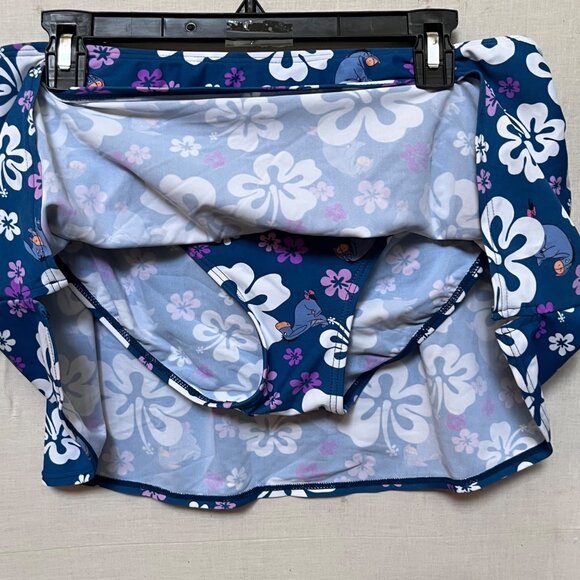 Disney Eeyore Womens Hawaiian Floral‎ Swim Skirt Size 10 Blue White Purple - Picture 3 of 6